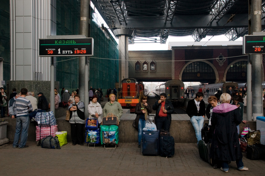 Unser Zug nach Kasan abfahrtsbereit auf dem Kasaner Bahnhof in Moskau