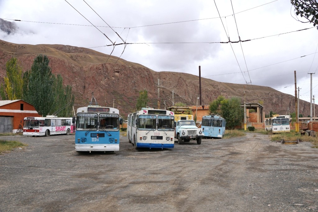 Betriebshof des kleinsten Obusbetriebs der Welt in Naryn